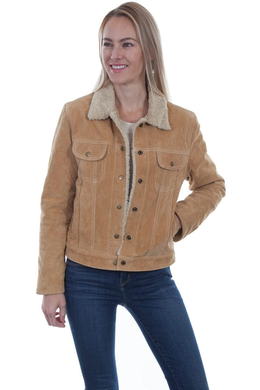 Scully Women's Faux Shearling Suede Leather Jacket - Old Rust