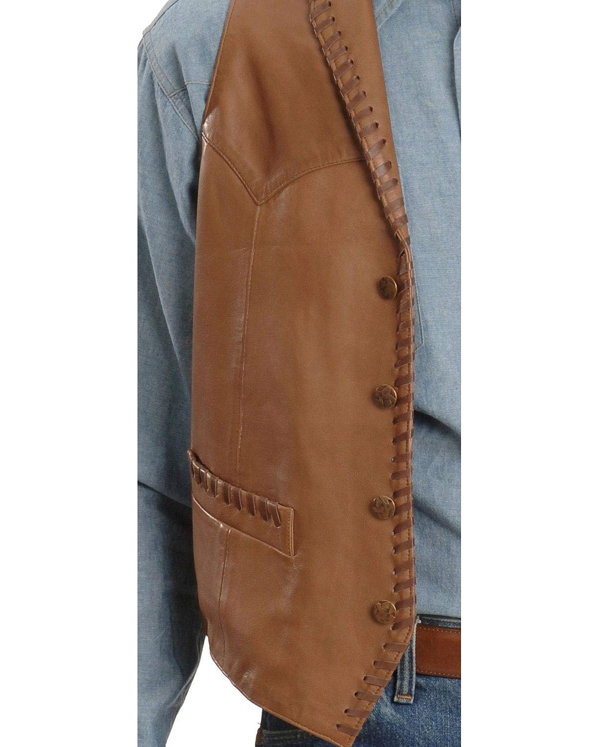 Scully Men's Whipstitch Lamb Leather Vest - Ranch Tan