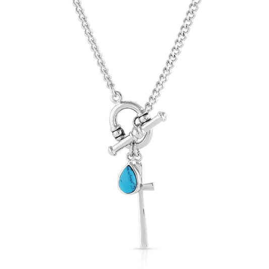 Montana Silversmiths Western Lifestyle Women's Cross Necklace (Charms of Faith Turquoise), 18'', (NC5596)