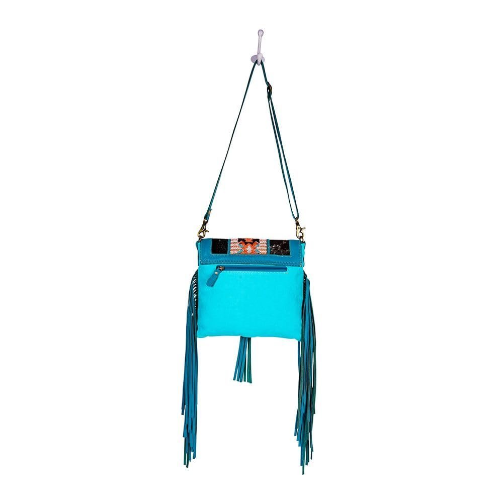Myra Bag Shoulder Bag for Women Western Upcycled Hairon Canvas & Leather Tassel