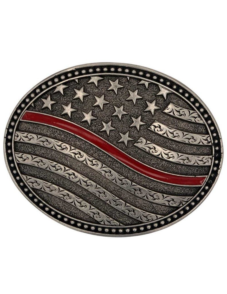 Montana Silversmiths Belt Buckle Support Thin Red Line Silver A967TRL