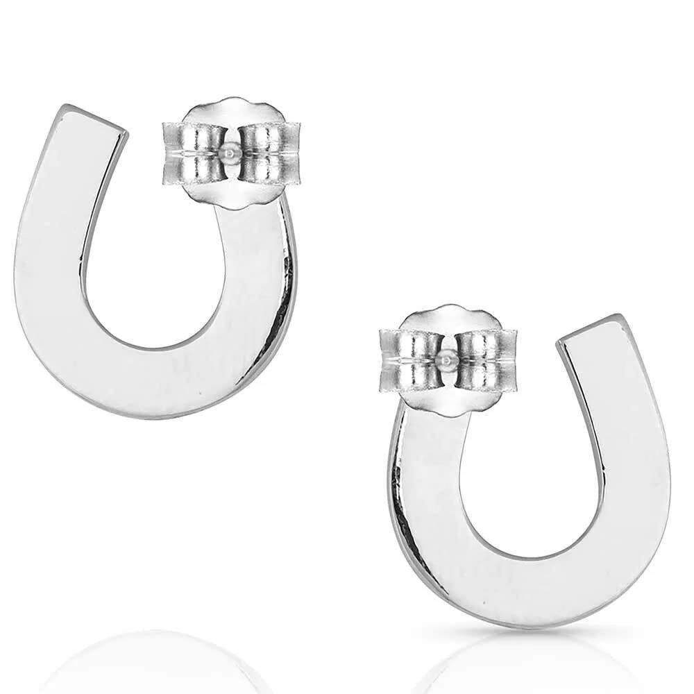 Montana Silversmiths Western Lifestyle Horseshoe Earrings (Water's Luck Horseshoe Opal)