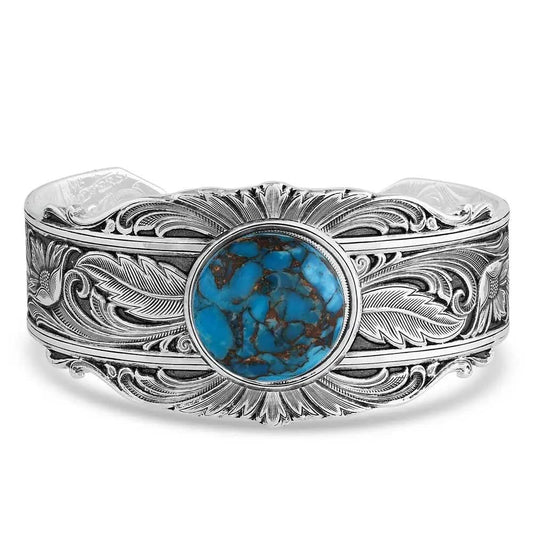 Montana Silversmiths Women's Sheridan Blue Turquoise Cuff Silver One Size