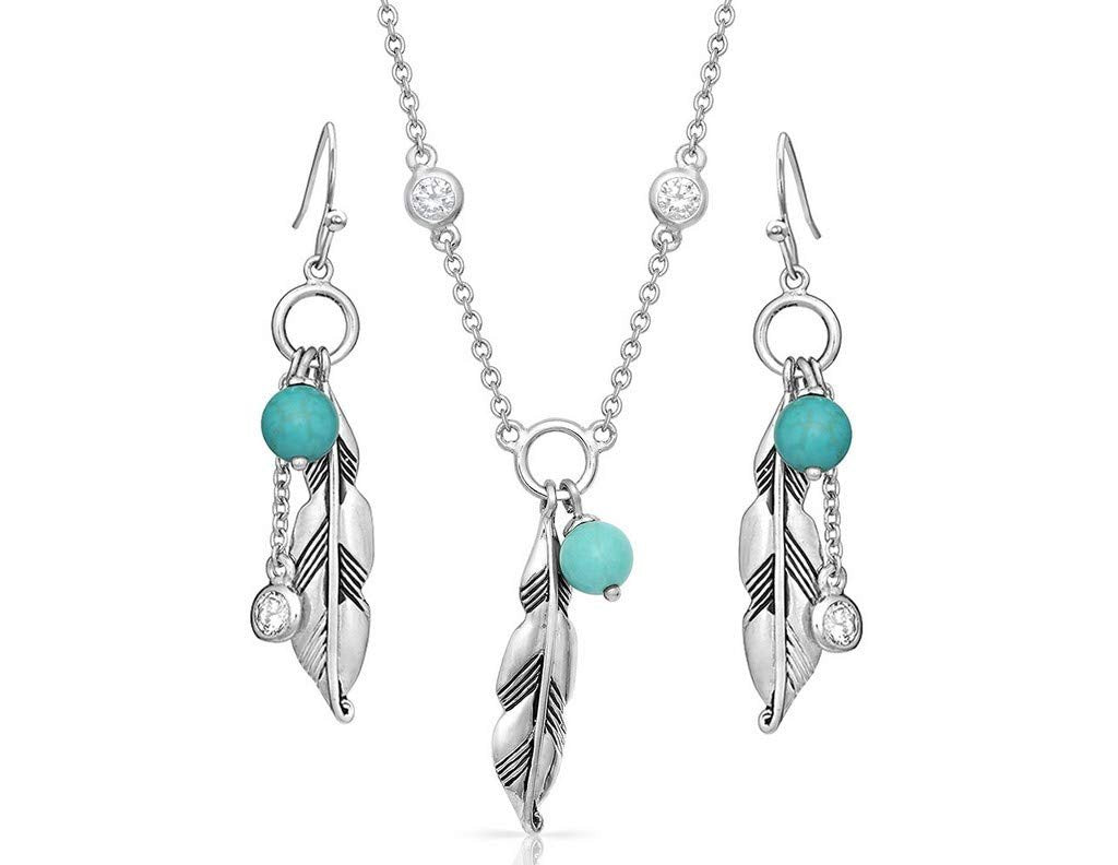Montana Silversmiths Women's Charming Feather And Turquoise Jewelry Set