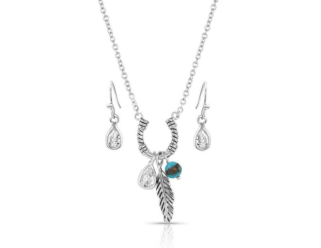 Montana Silversmiths Women's Lucky's Charming Horseshoe Necklace Silver One Size