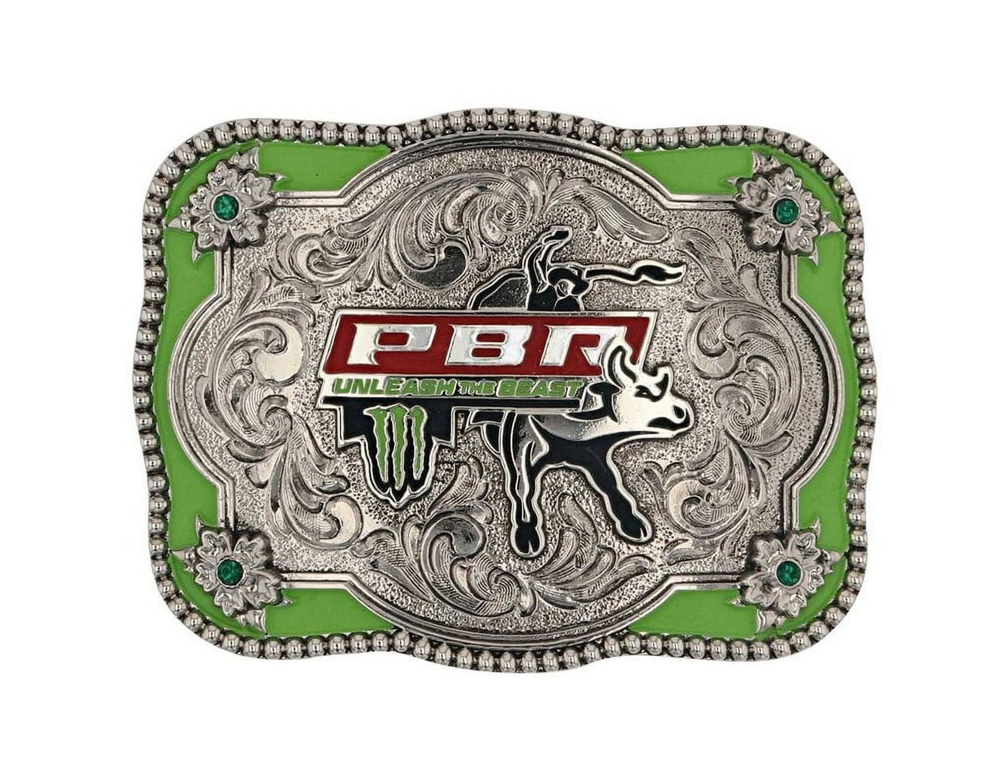 Montana Silversmiths Belt Buckle Unleash The Beast PBR Silver PBR982