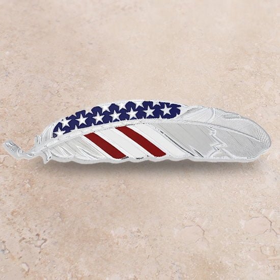 Montana Silversmiths Unisex Stars And Stripes Usa Flag Hat Feather Silver One Size