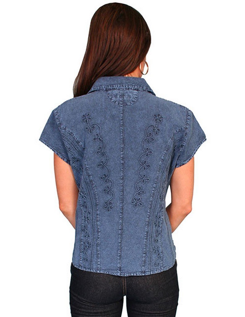 Scully Women's Western Cantina Sleeveless Blouse - Dark Blue