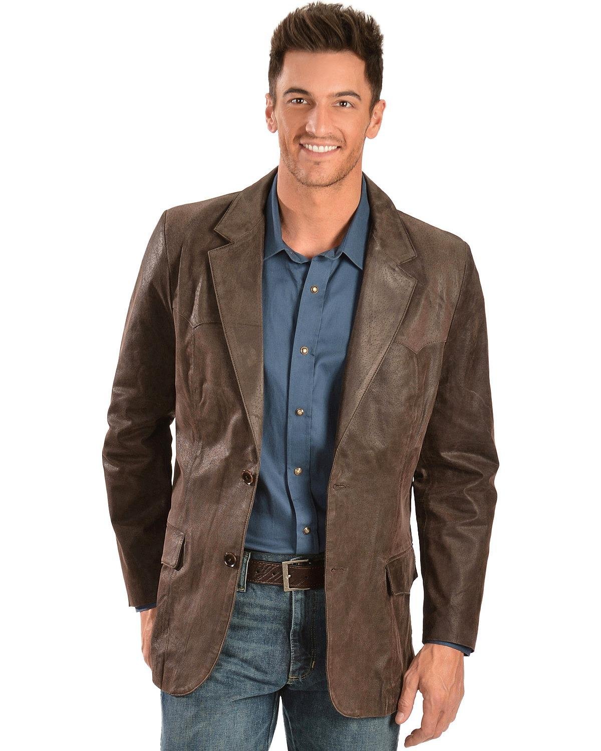 Scully Men's Western Leather Suede Sport Coat Blazer - Brown