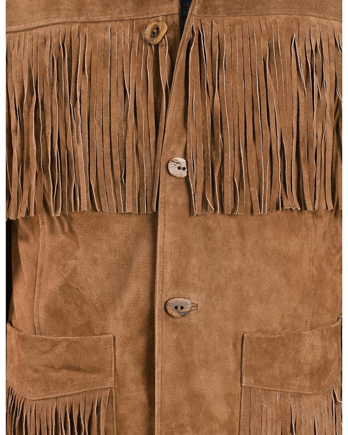 Scully Men's Suede Fringe Leather Jacket, Cinnamon