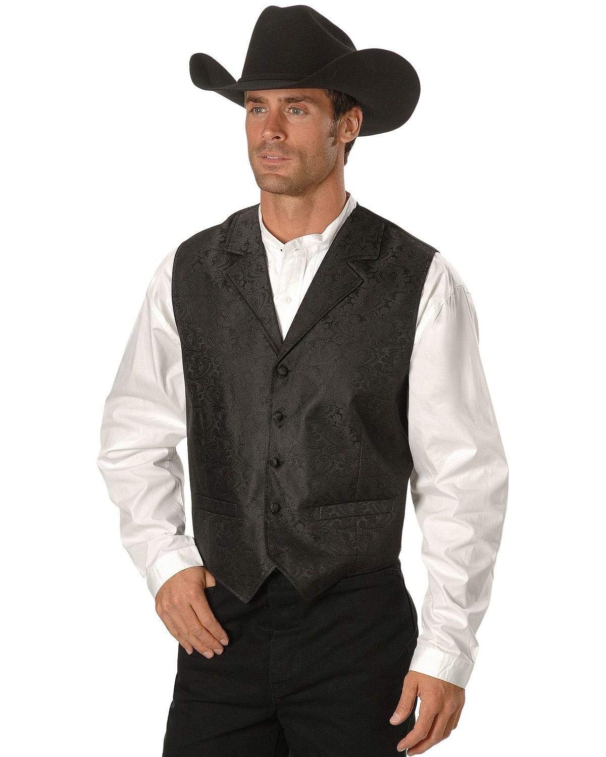 Scully Rangewear Men's Paisley Button Vest - Black