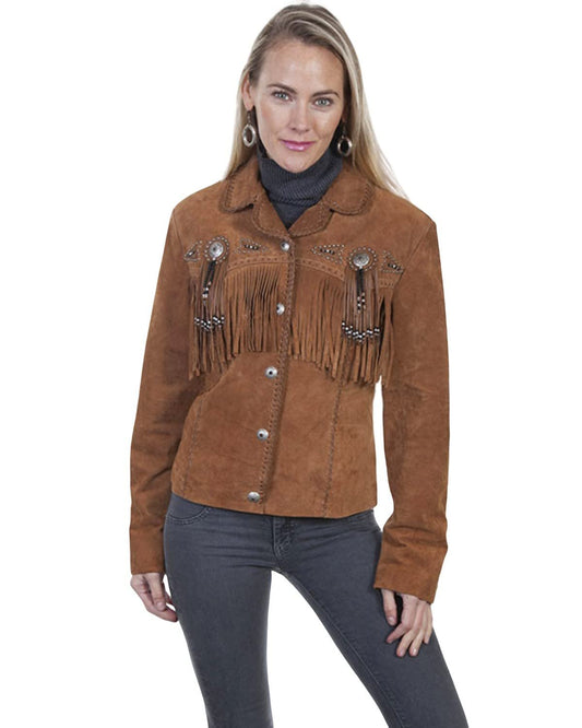 Scully Women's Fringe and Beaded Suede Leather Jacket - Cinnamon