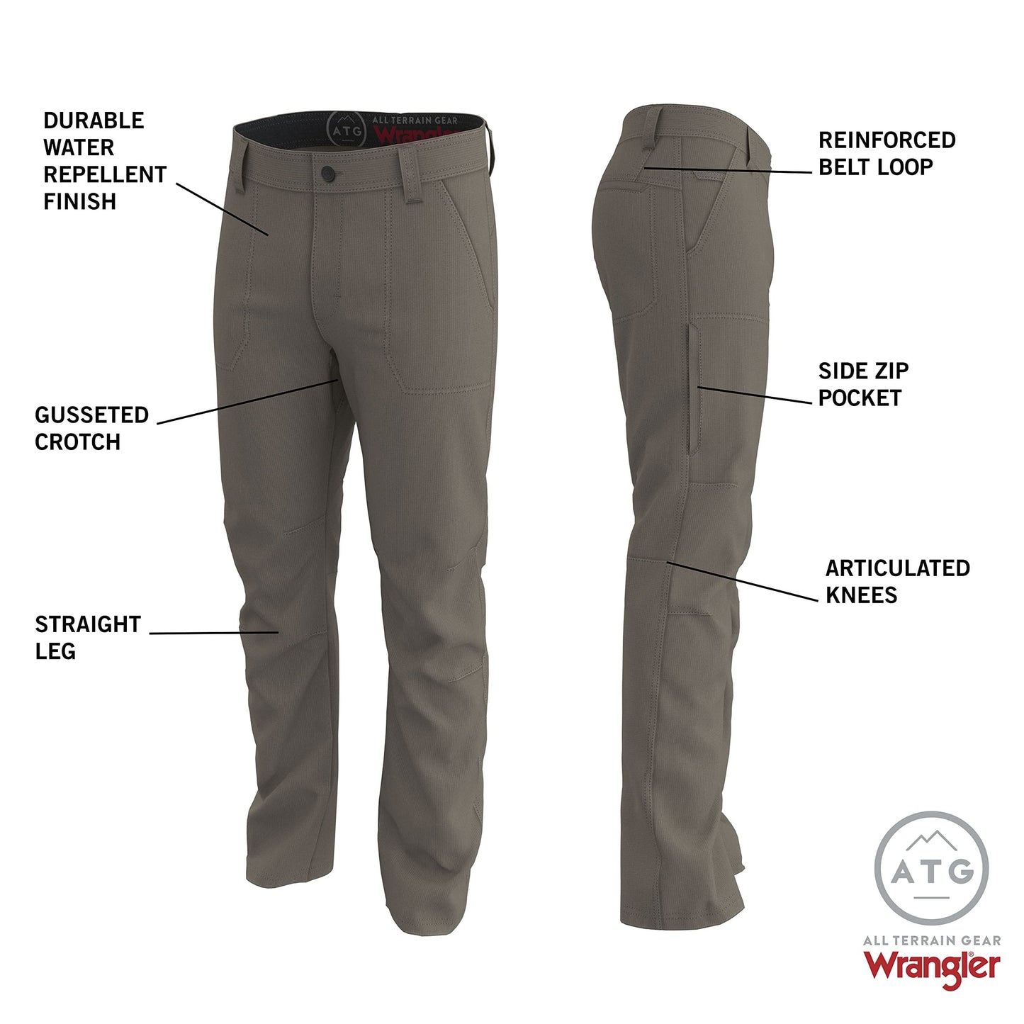 ATG by Wrangler Men's Zip Pocket Trail Pant, Blue Nights