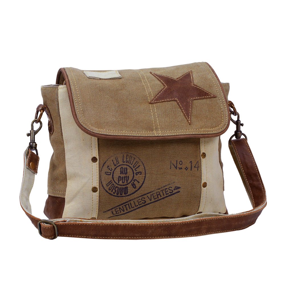 Myra Bag Women's Leather Star Shoulder Bag Pockets Adjustable Brown Postal New