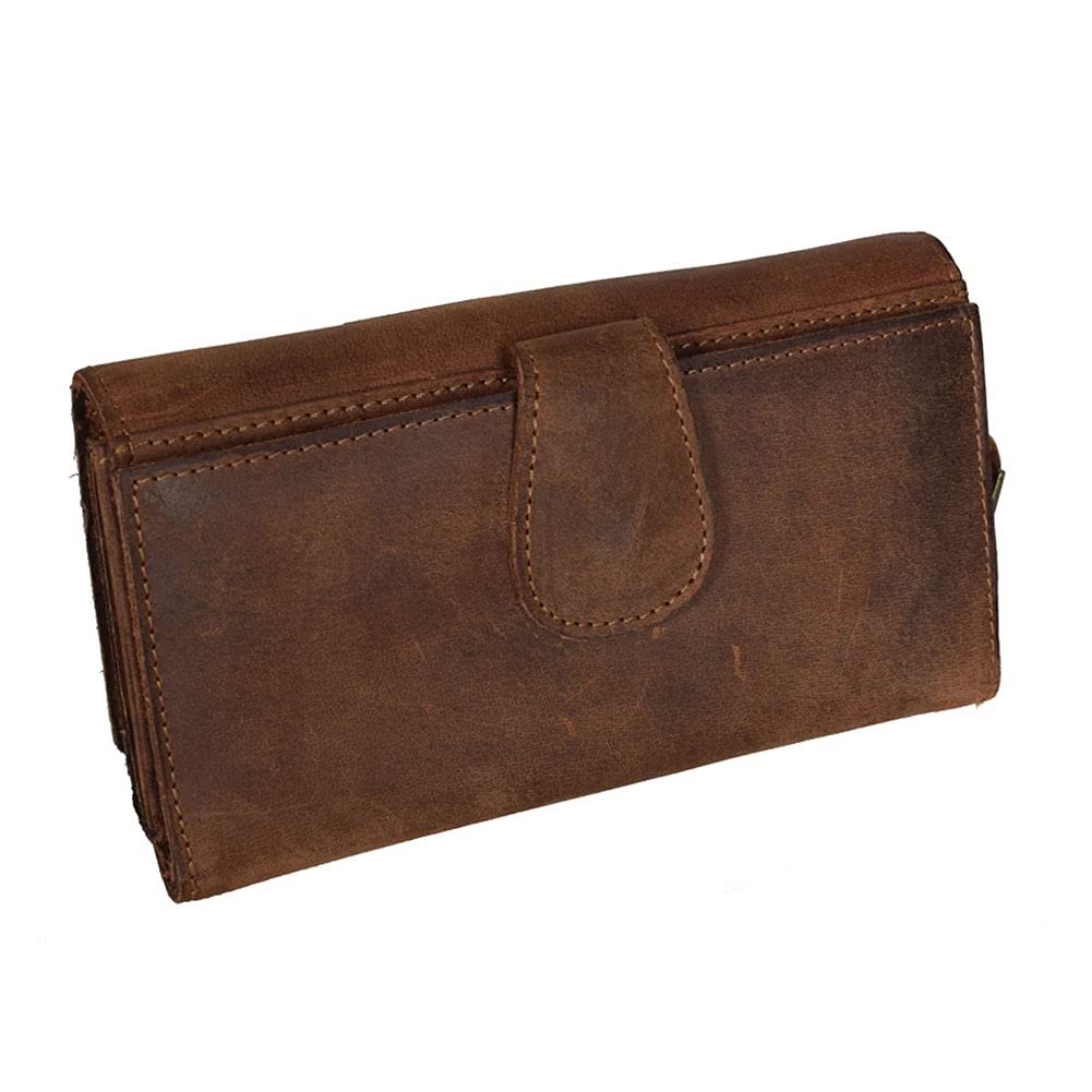 STS Ranchwear Womens Baroness Distressed Brown Leather Trifold Wallet