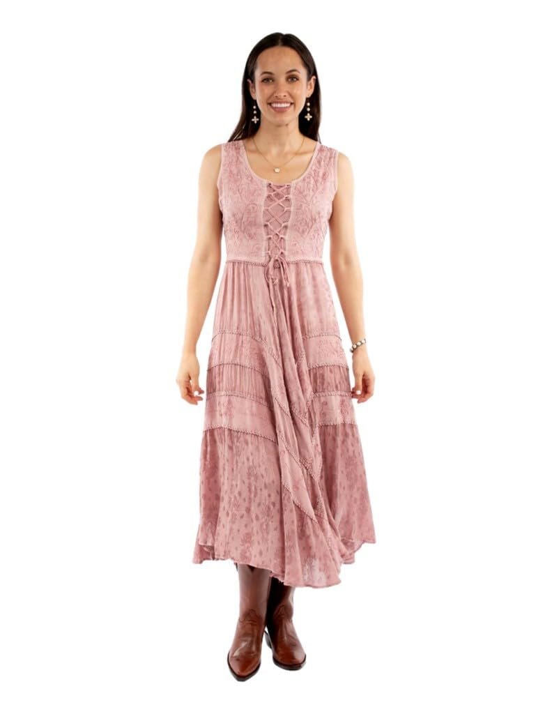 Scully Women's Lace Front Sleeveless Full Length Dress - Dusty Pink