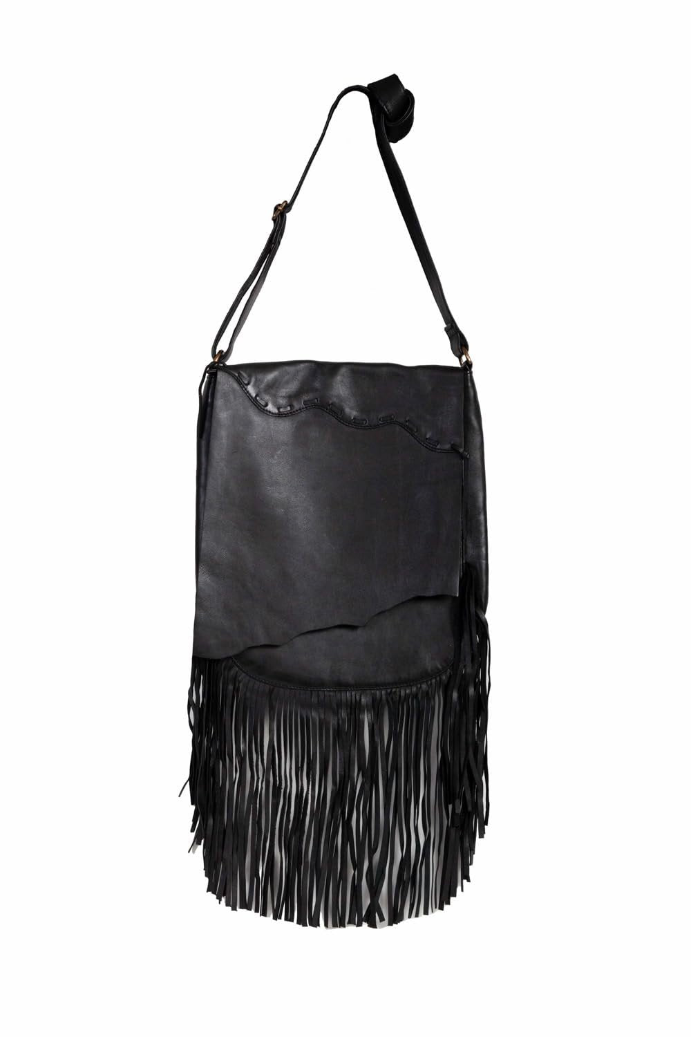 Scully Soft Leather Fringe Crossbody Bag - Black