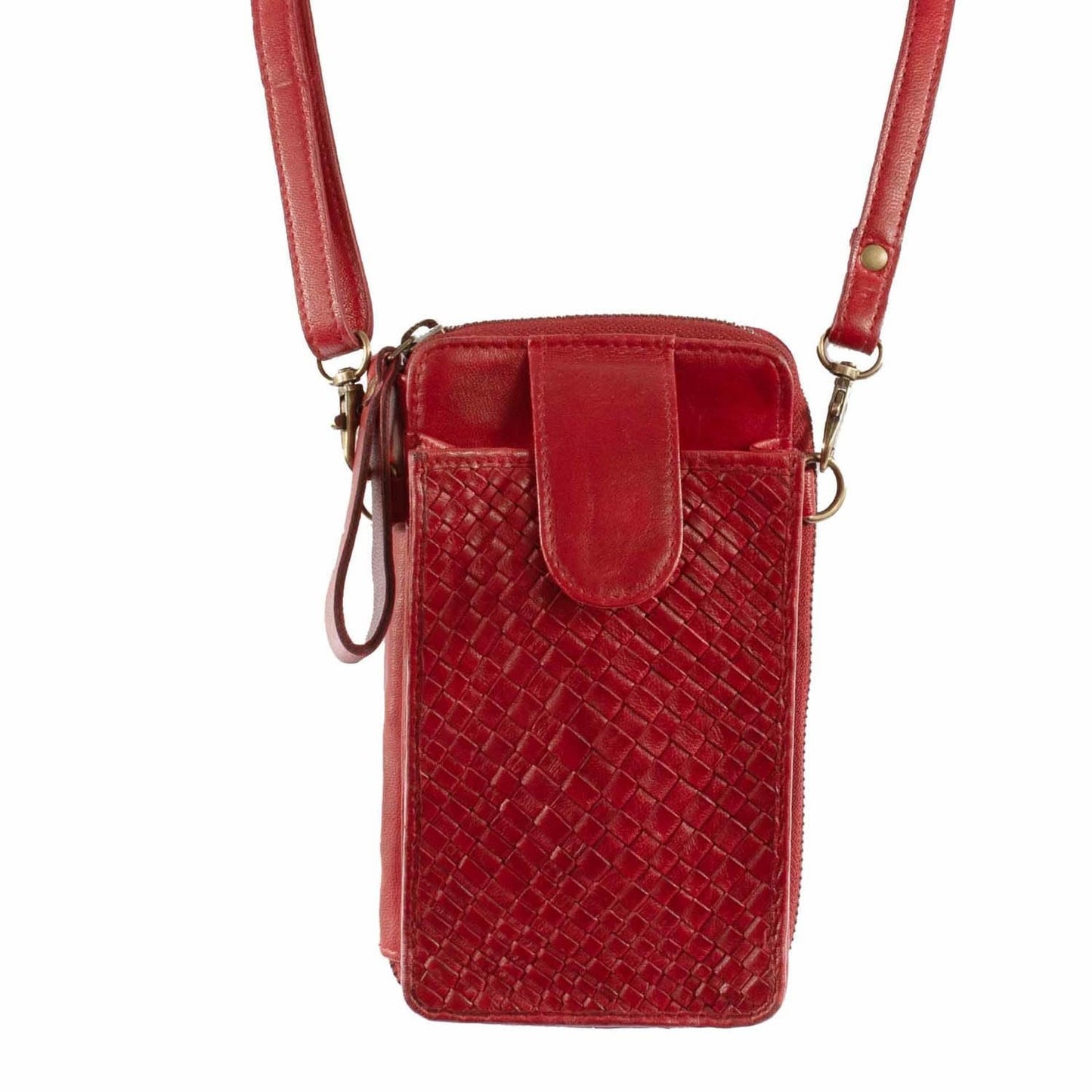 Scully Compact Leather Crossbody Handbag - Red