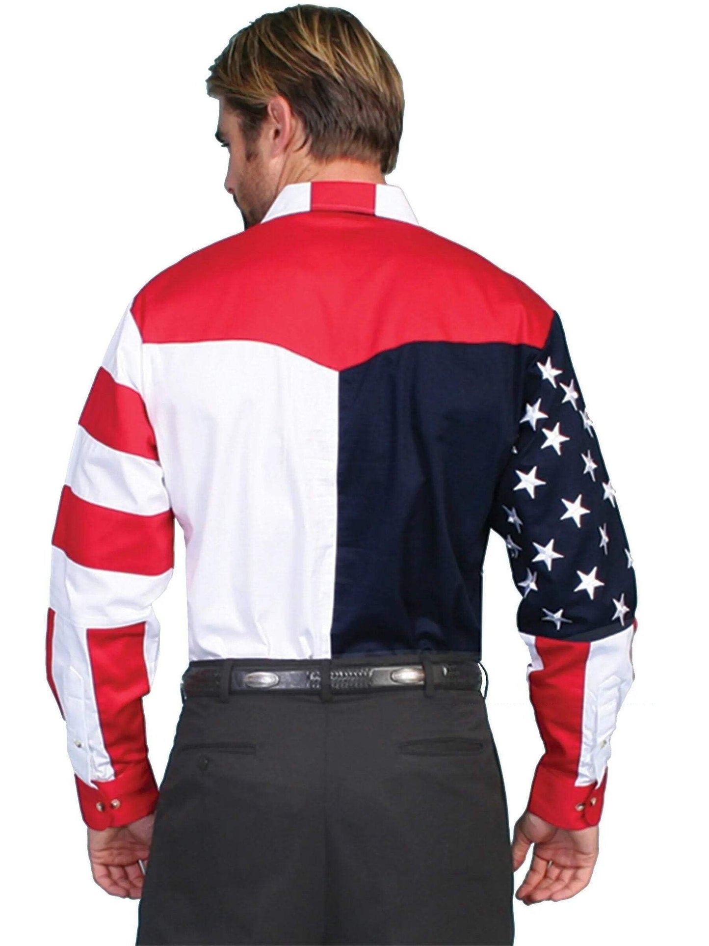 Scully Rangewear Men's Patriotic American Flag Long Sleeve Western Shirt