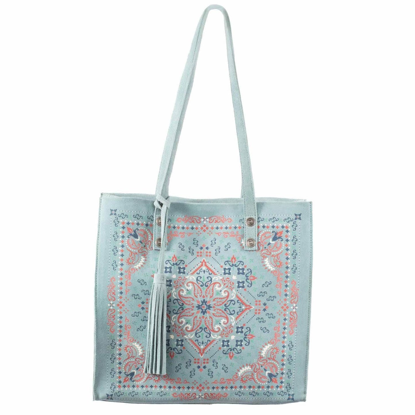 Scully Soft Structure Suede Leather Tote - Turquoise