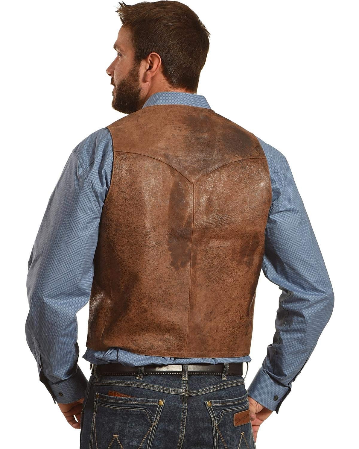 Scully Men's Lamb Leather Western Vest - Dark Brown