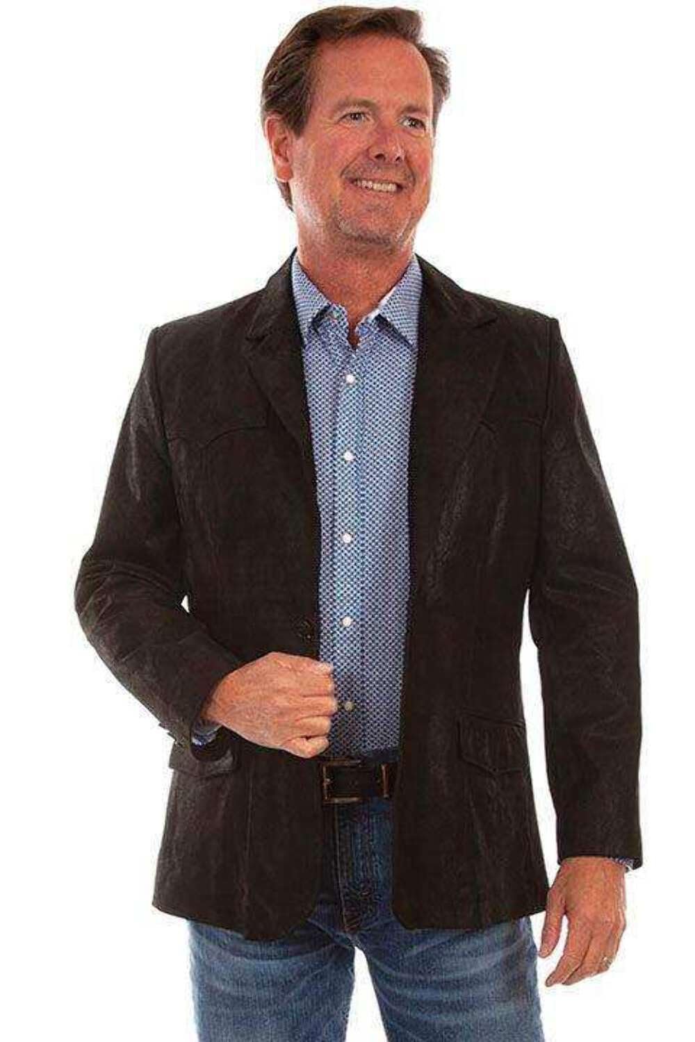Scully Men's Western Leather Suede Sport Coat Blazer - Black
