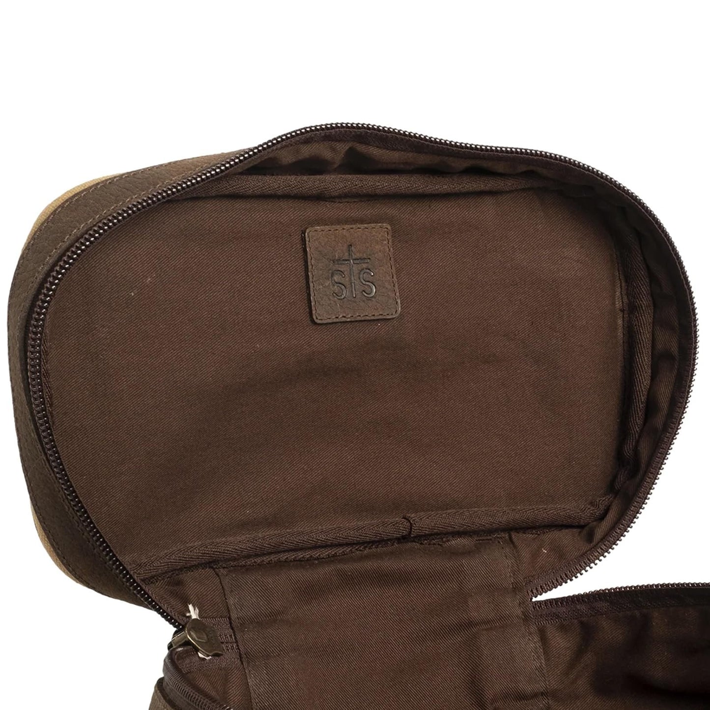STS Ranchwear Buffalo Creek Durable Versatile Shave Kit Toiletry Bag with Zip Around Closure, Tan/Chestnut, 10.5" W x 4.5" H x 5" D