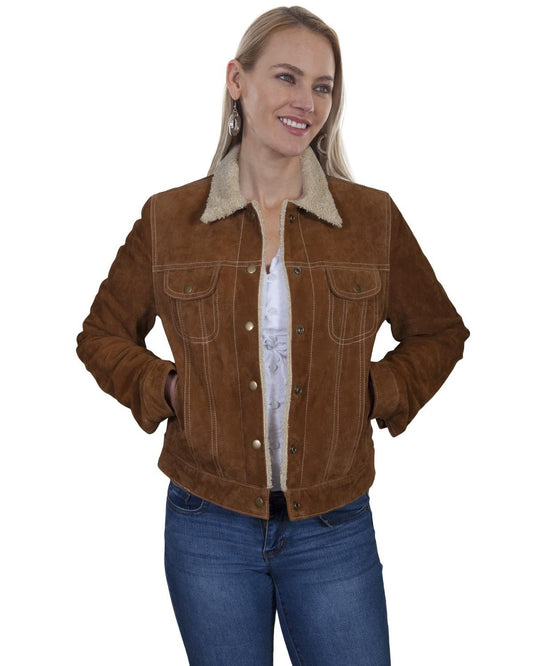 Scully Women's Faux Shearling Suede Leather Jacket - Cinnamon