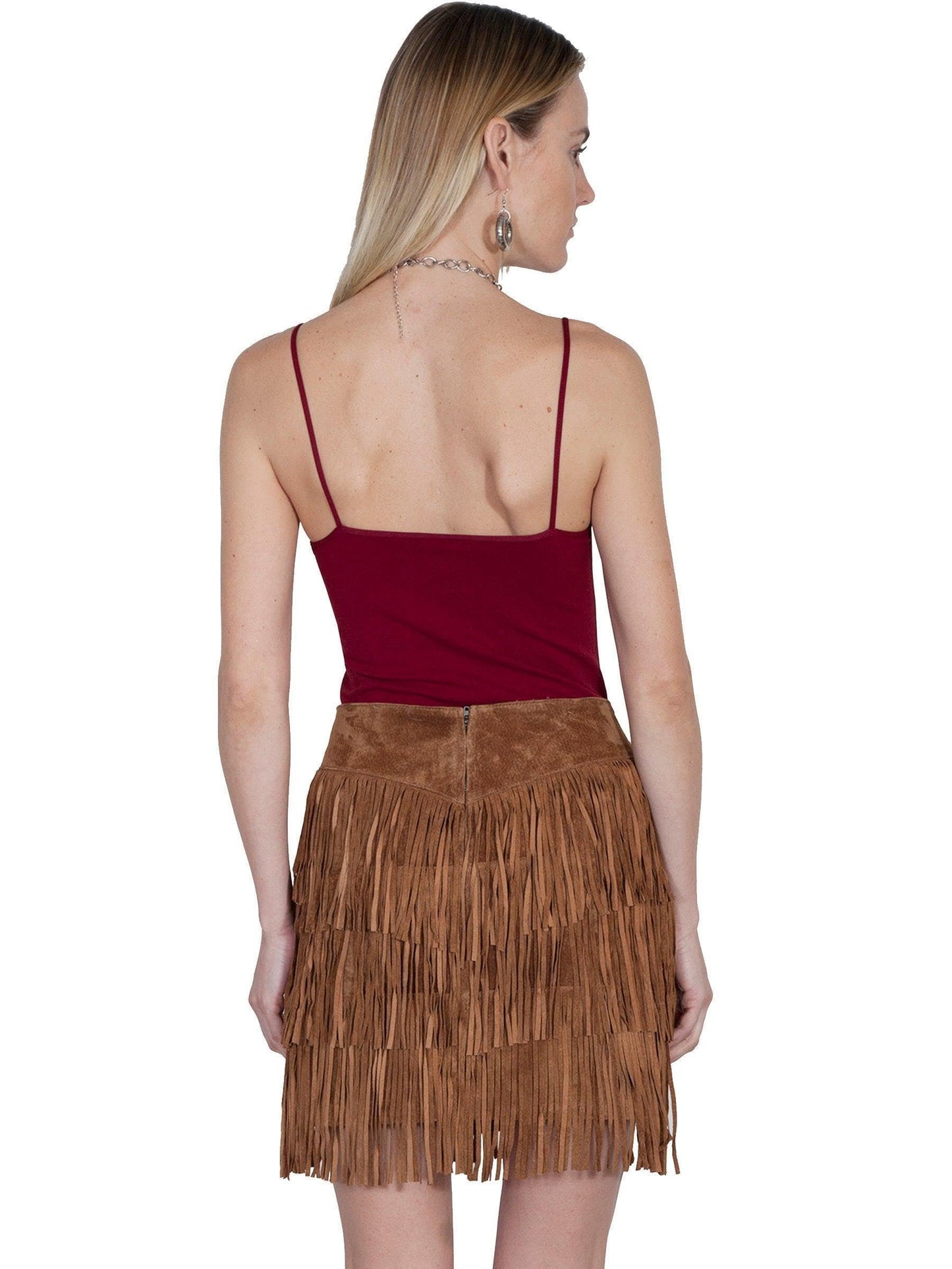 Scully Women's Fringe Tiered Suede Mini Skirt - Cinnamon