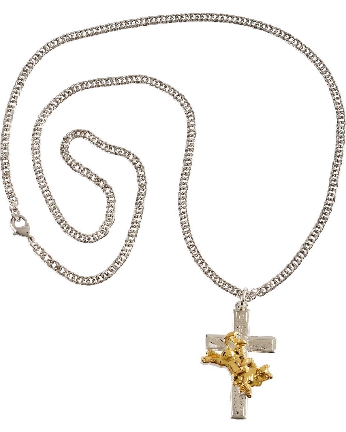Montana Silversmiths Women's Bullrider Cross Necklace Silver One Size
