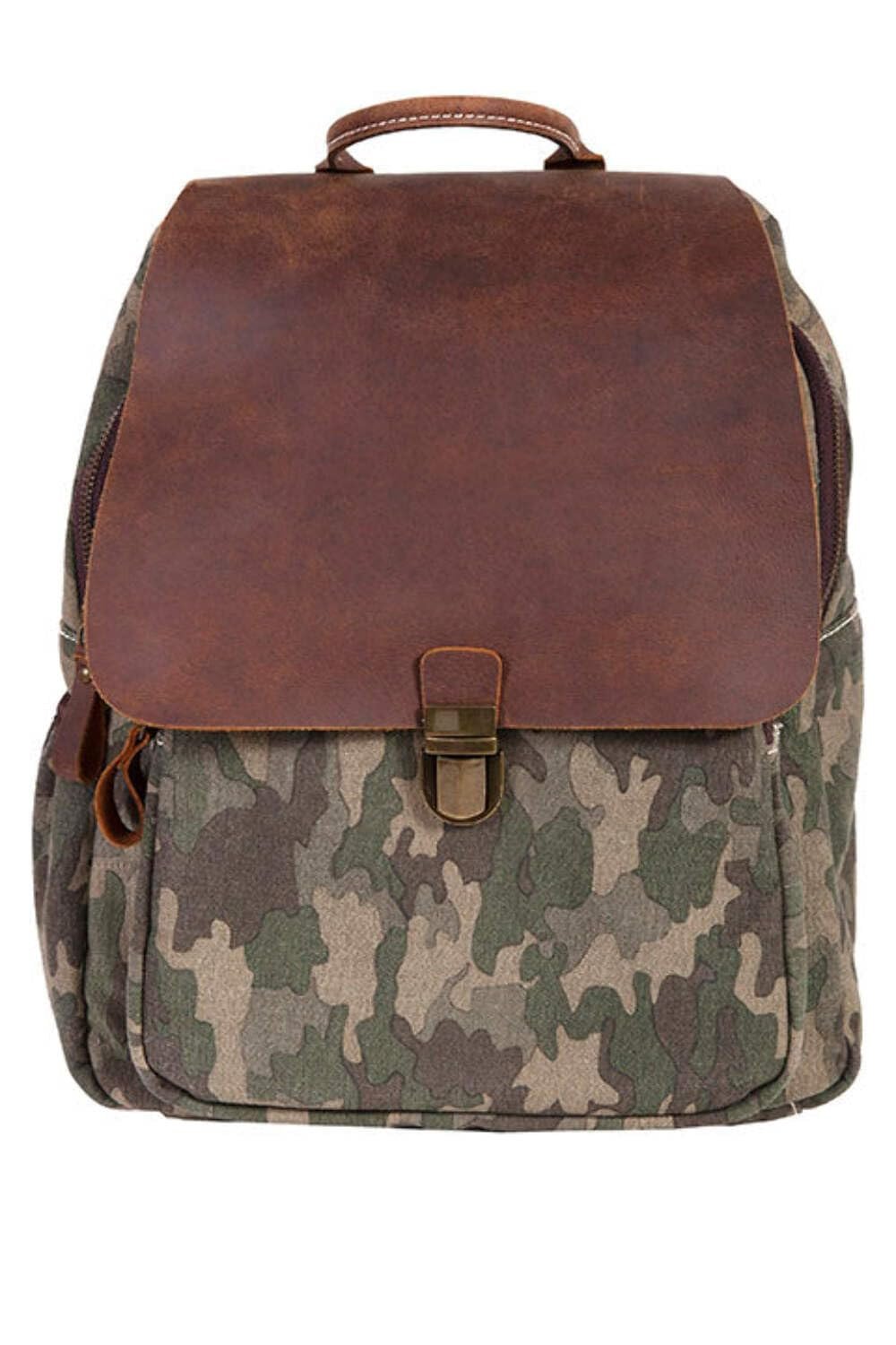 Scully Unisex Leather and Camo Backpack