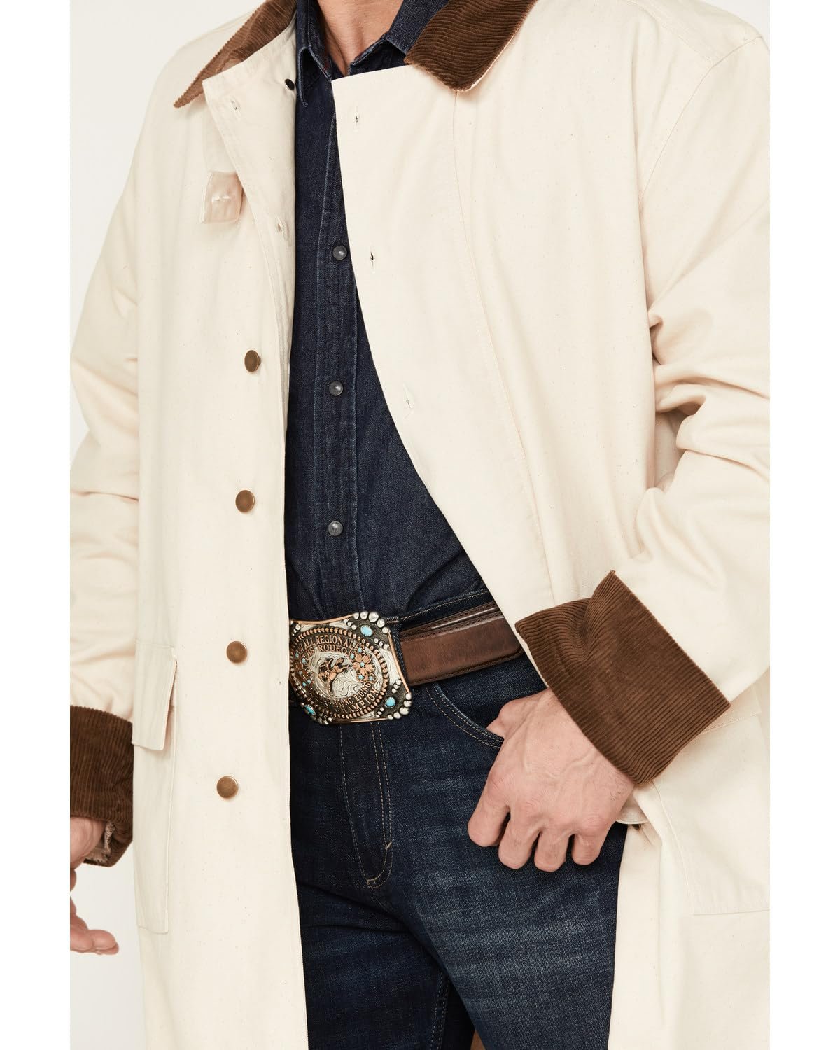 Scully Men's Long Canvas Duster Jacket - Natural