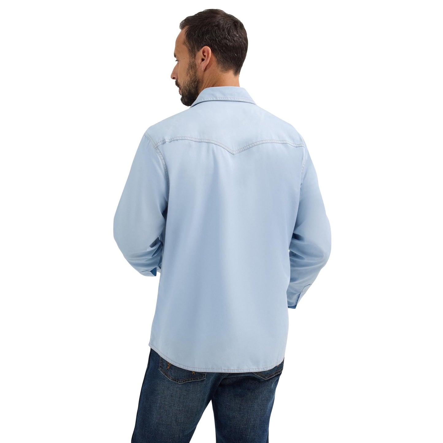 Wrangler Ice Blue Retro Premium Men's Longsleeve Collared Western Snap Shirt 112365625