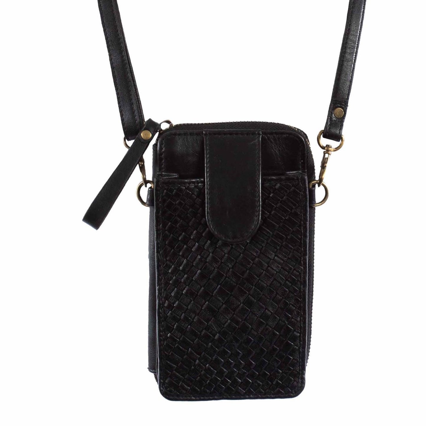 Scully Compact Leather Crossbody Handbag - Black