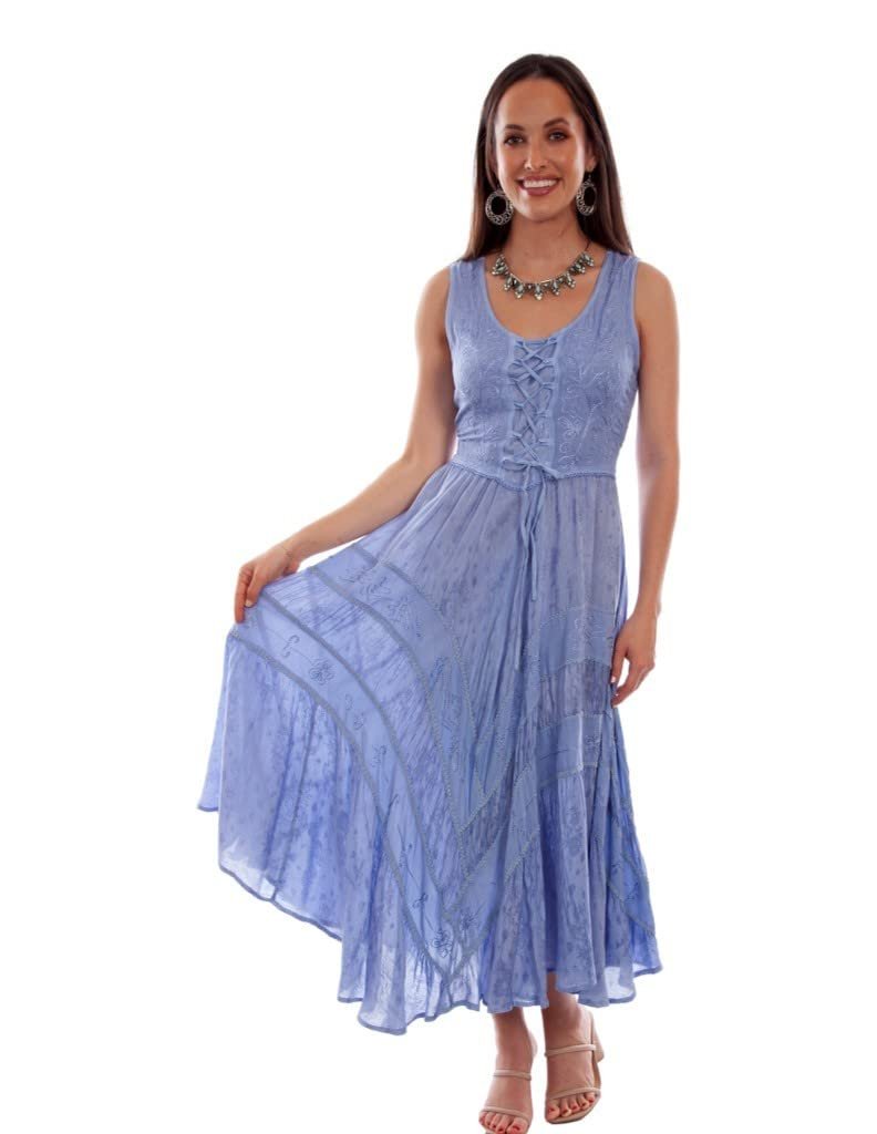 Scully Women's Lace Front Sleeveless Full Length Dress - Light Sky Blue