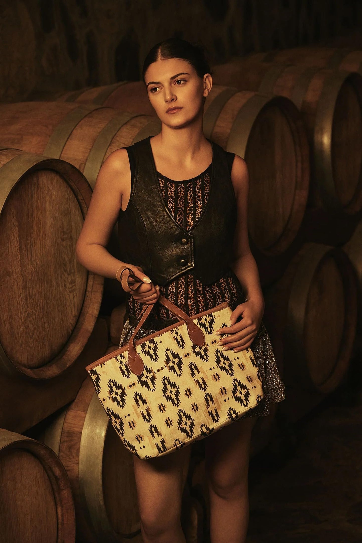 Myra Bag Western Women's Tote Bag Boho Diamond Aztec Crossbody Handbag New