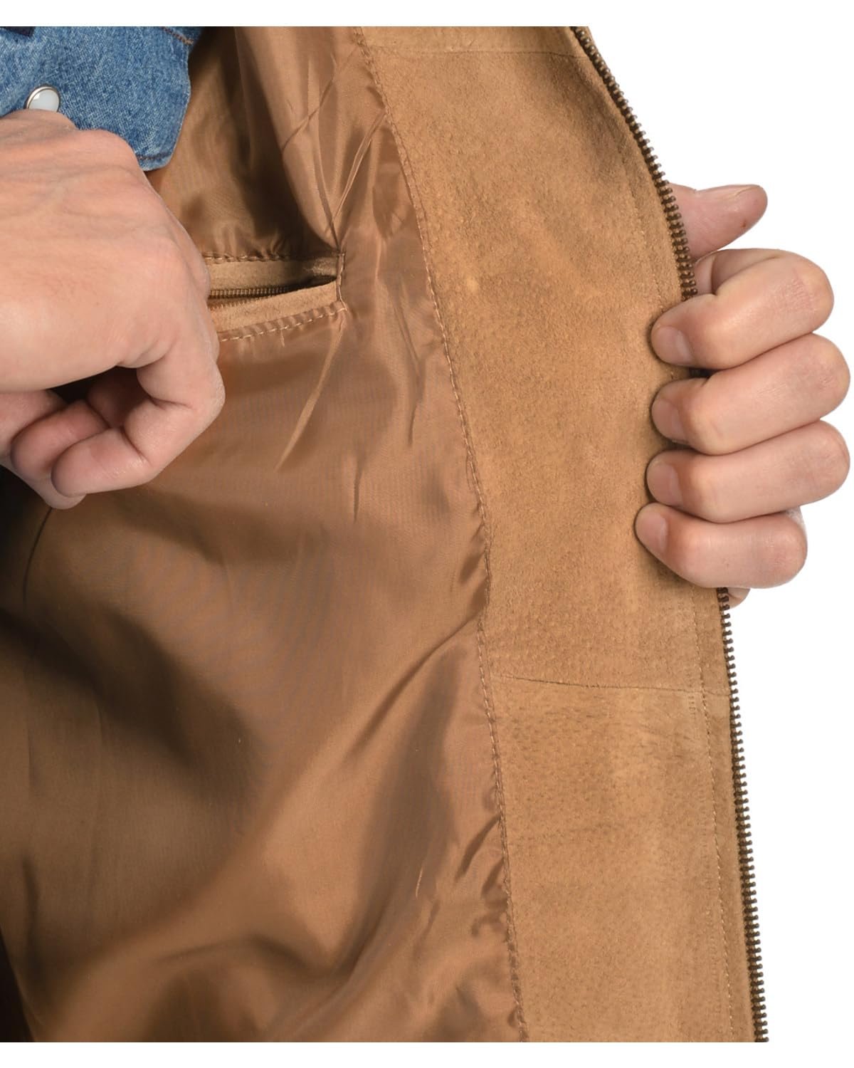 Scully Men's Boar Suede Fringe Leather Jacket - Bourbon