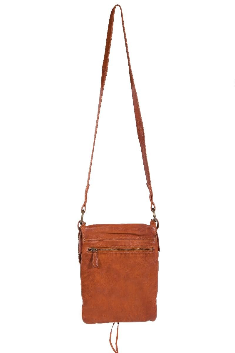 Scully Soft Leather Whipstitch Crossbody Handbag - Cognac