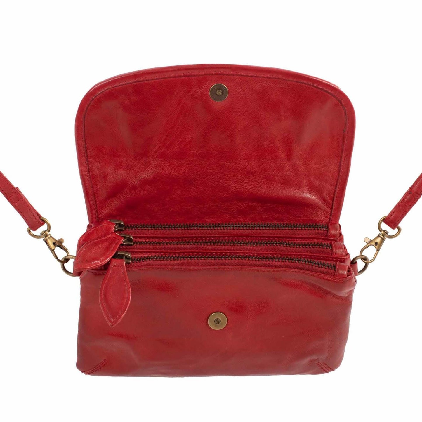 Scully Woven Leather Crossbody Handbag - Red