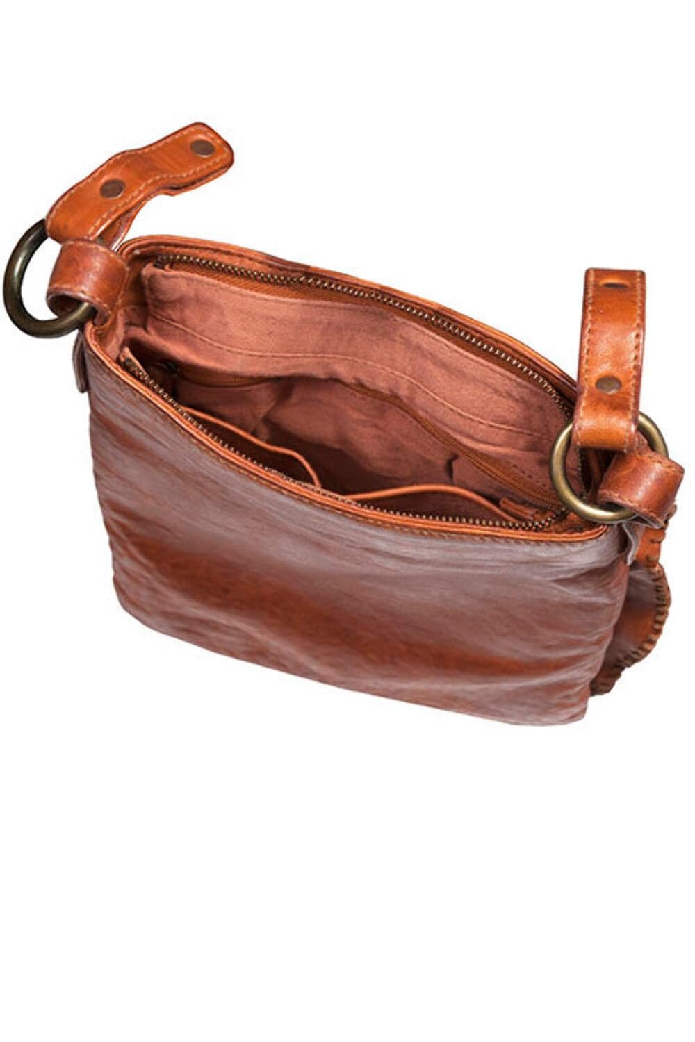 Scully Soft Leather Whipstitch Crossbody Handbag - Chocolate