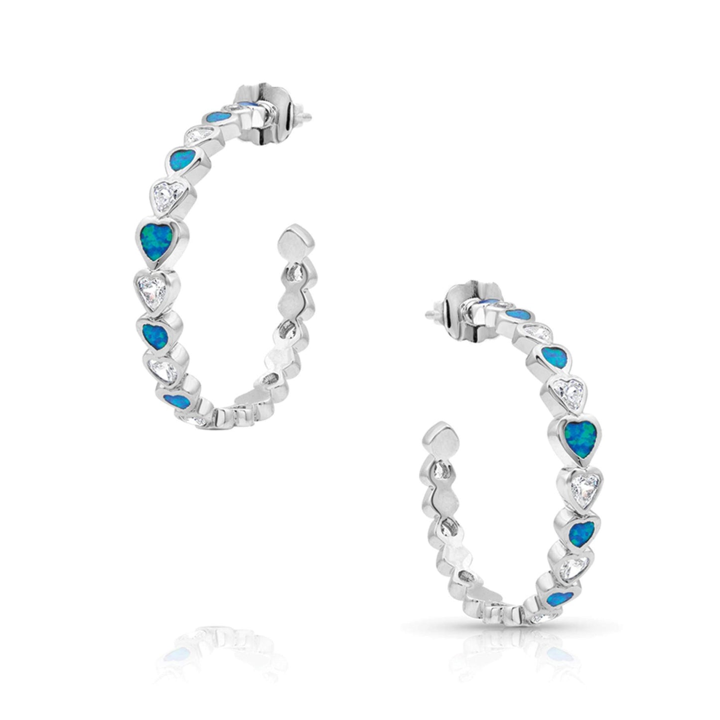 Montana Silversmiths Women's River Of Lights Hearts Hoop Earrings Silver One Size