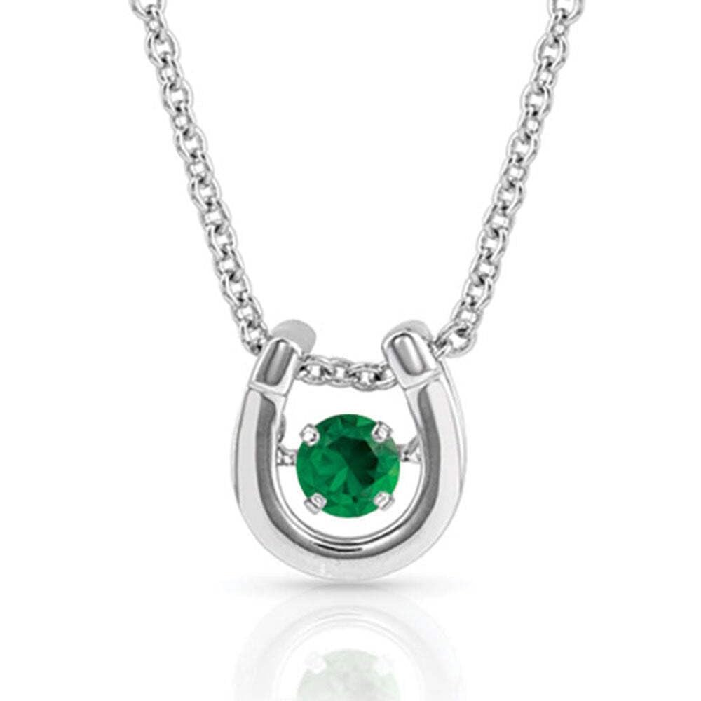 Montana Silversmiths Women's Dancing Birthstone Horseshoe Necklace Silver One Size