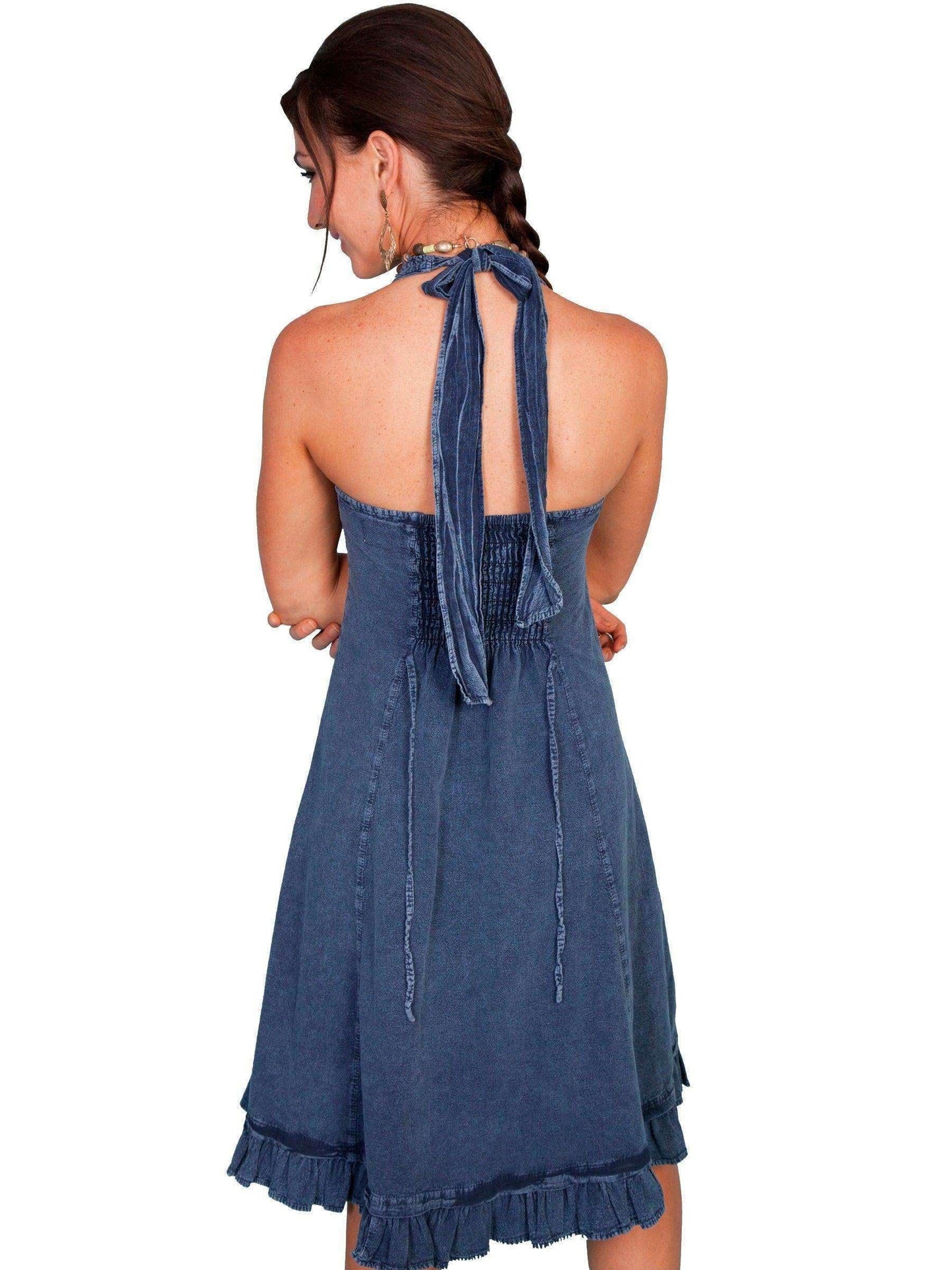 Scully Women's Peruvian Cotton Halter Top Cantina Mini Dress - Dark Blue