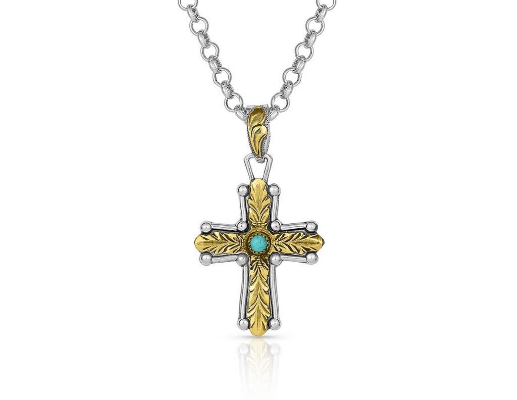Montana Silversmiths Christian Faith Cross Men's Necklace (At The Center of Faith Cross Necklace)