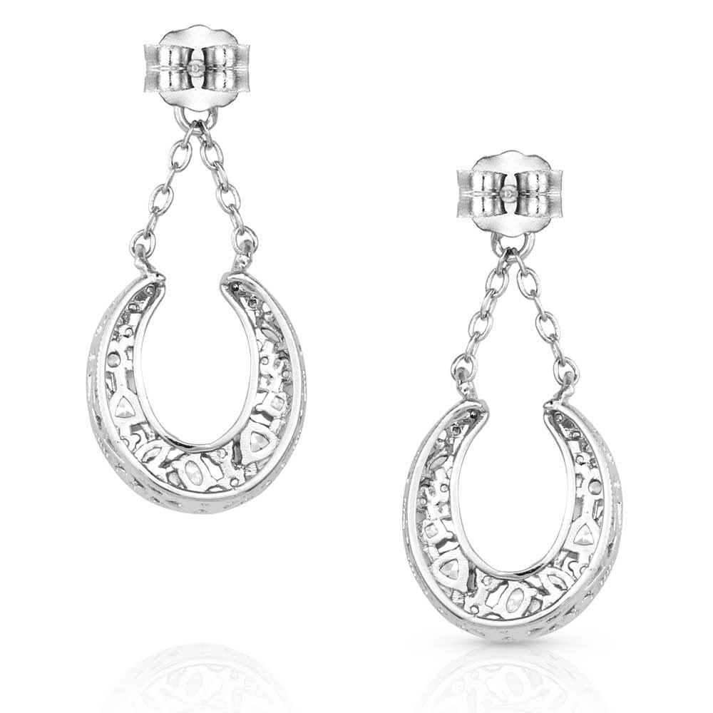 Montana Silversmiths Western Lifestyle Horseshoe Earrings (Intentional Luck Crystal Drop)