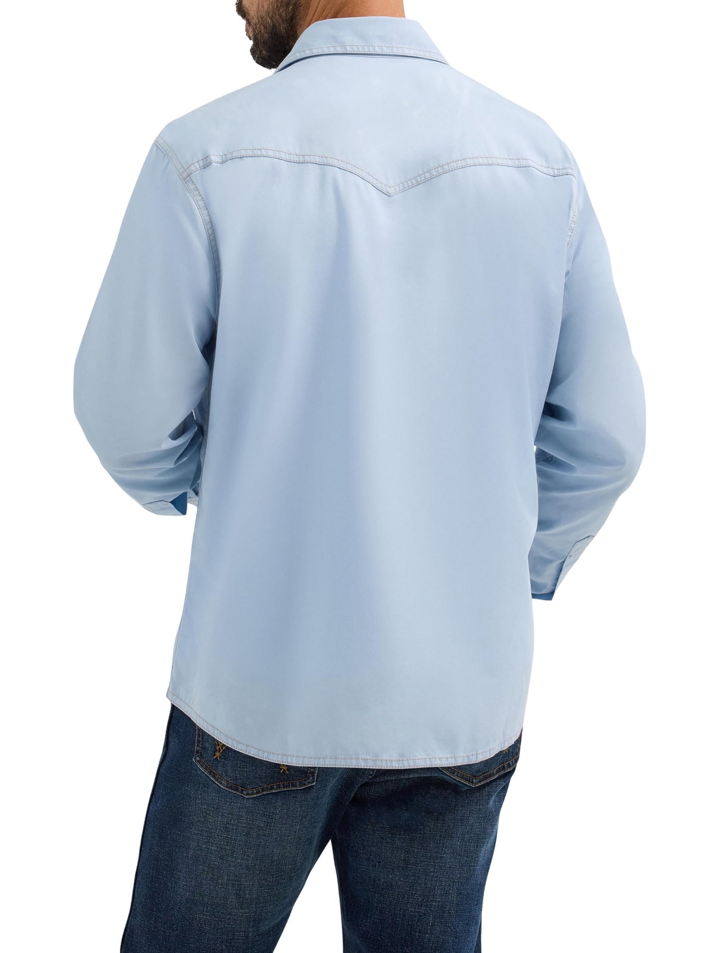 Wrangler Ice Blue Retro Premium Men's Longsleeve Collared Western Snap Shirt 112365625