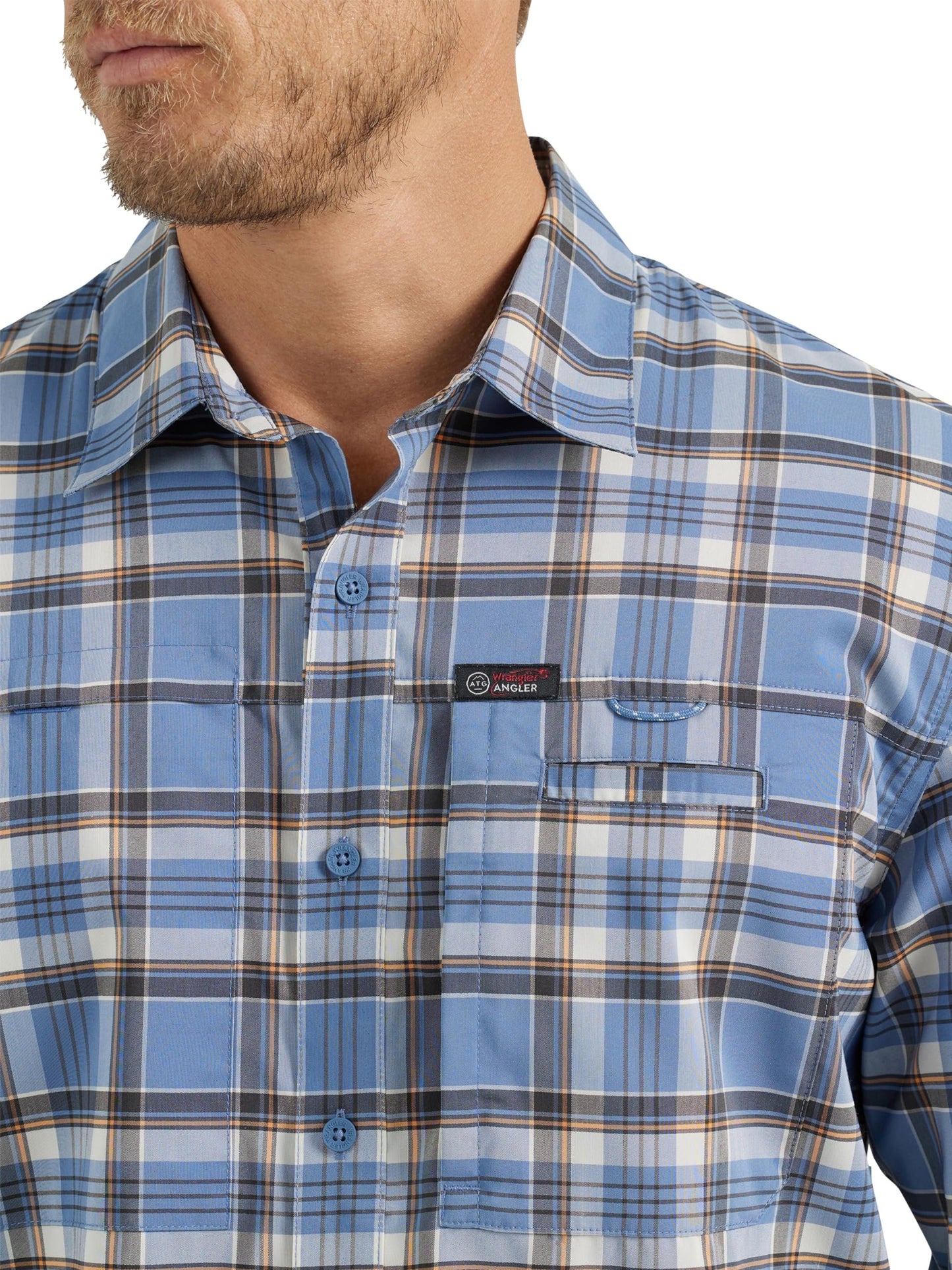 ATG by Wrangler Men's Long Sleeve Hike to Fish Shirt, Bistre Plaid