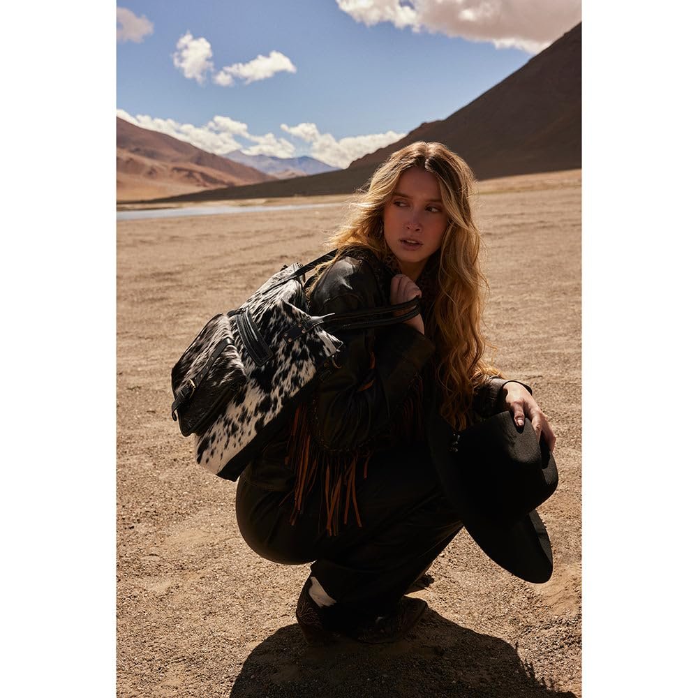 Myra Bag Tote Bag with Zipper in Mesa Maverick Hair-On Hide Detachable Strap L