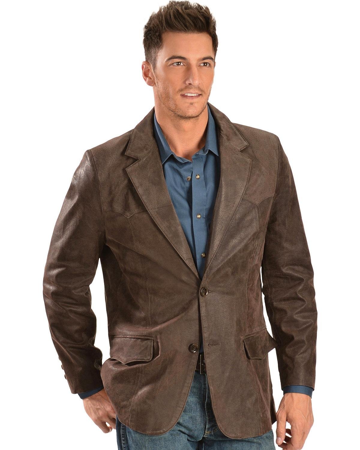 Scully Men's Western Leather Suede Sport Coat Blazer - Brown