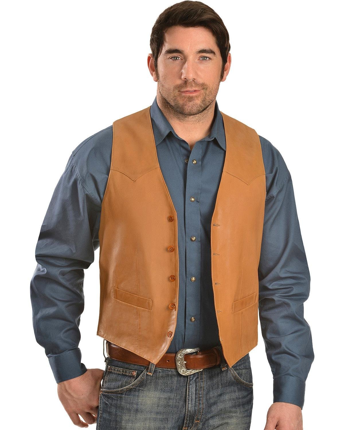Scully Men's Lamb Leather Western Vest - Ranch Tan